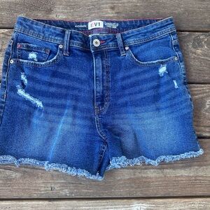 EV1 Women's Distressed Denim Shorts - Blue